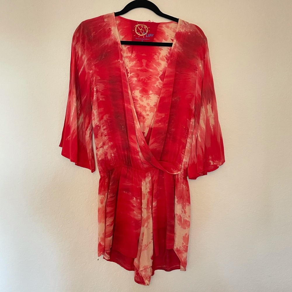 Blue Life Red Tie Dye Romper